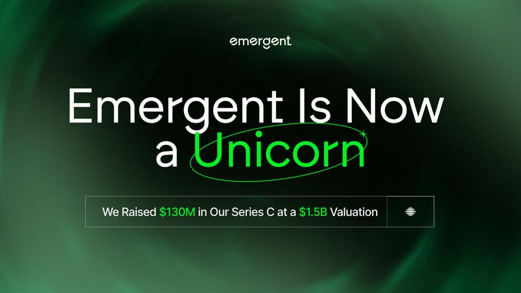Emergent AI agents building and deploying a full-stack application from a natural-language description.